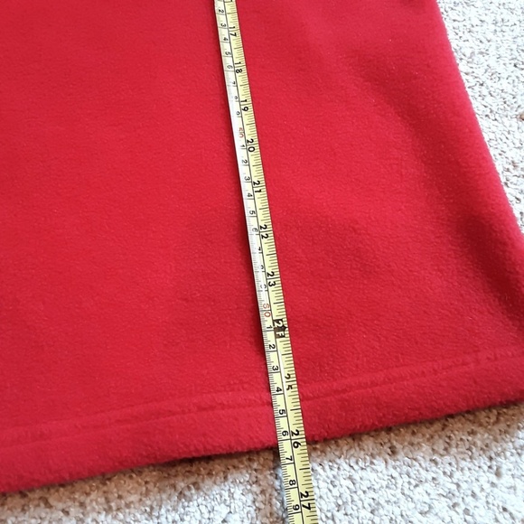 Red Fleece 1/4 Zip Pullover Embroidered Applique Snowflakes Size S - Picture 9 of 10